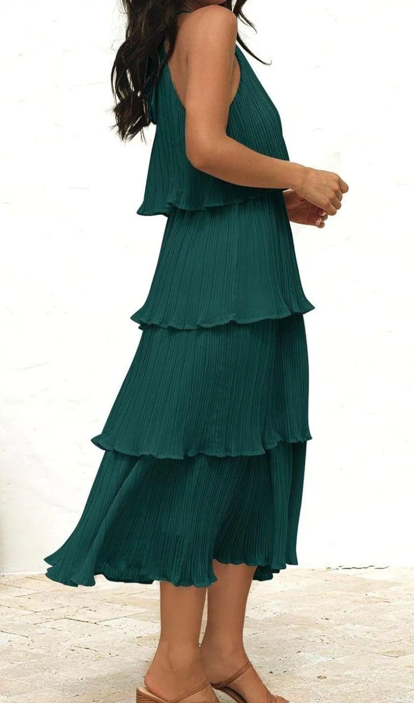 Chiffon Midi Dress Green - Image 2