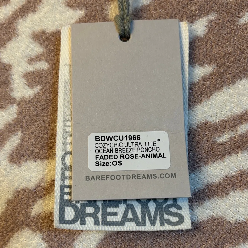 NEW! BAREFOOT DREAMS Ocean Breeze Faded Rose Animal Poncho Sweater Zebra Leopard - Image 4