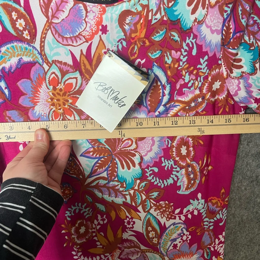 Bob Mackie wearable art Woman XXS Vibrant Floral 3/4 Sleeve Floral Dress Nwt - Image 5