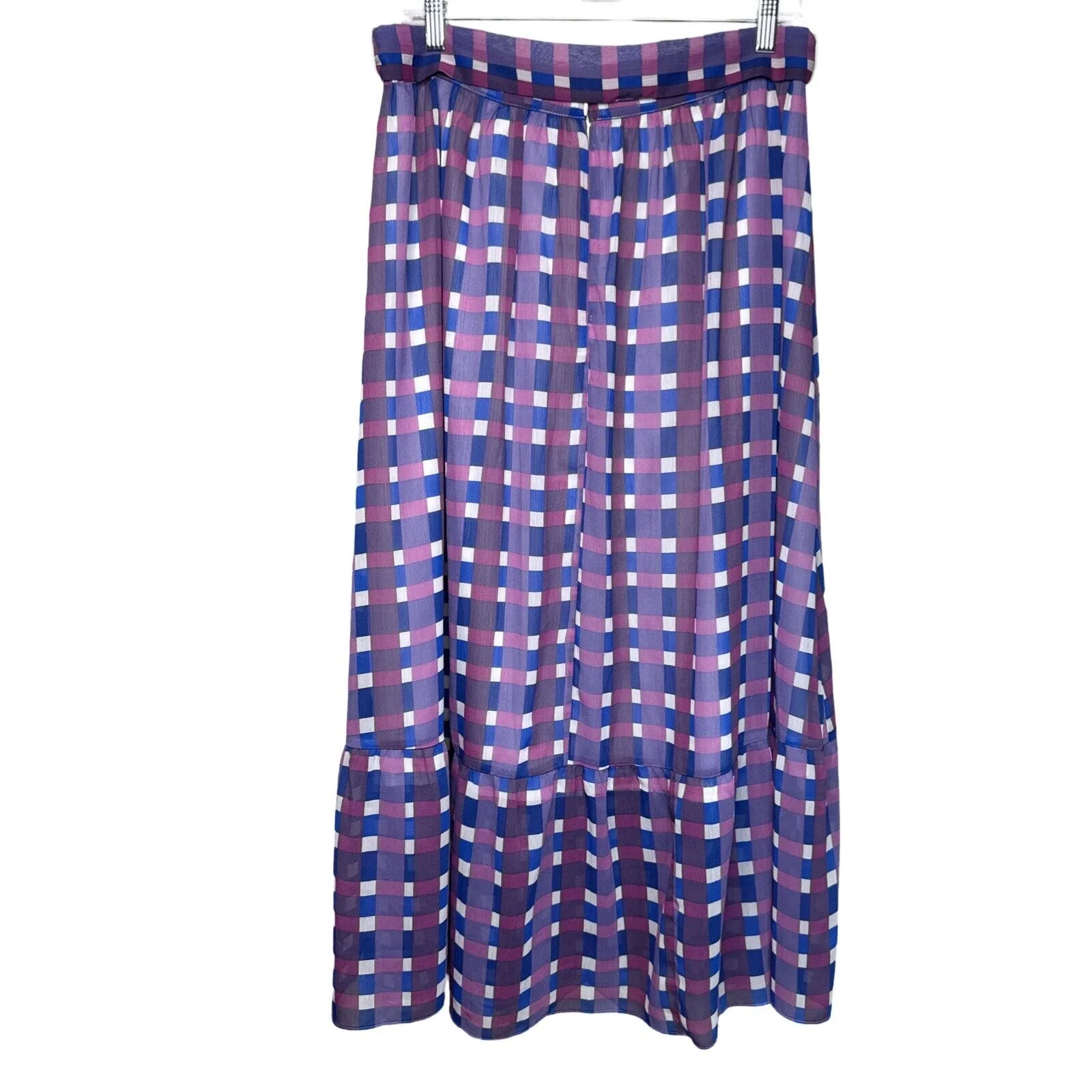 Ann Taylor Skirt Womens 10 Blue Purple Plaid Peasant Skirt Midi Boho Cottagecore - Image 2