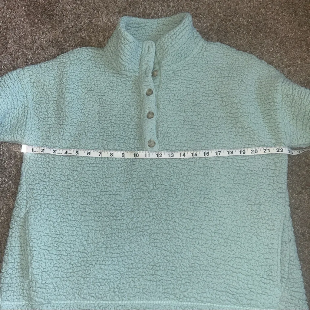 Aerie Women’s Mint Green Sherpa Long Sleeve Pullover Sz Small - Image 7