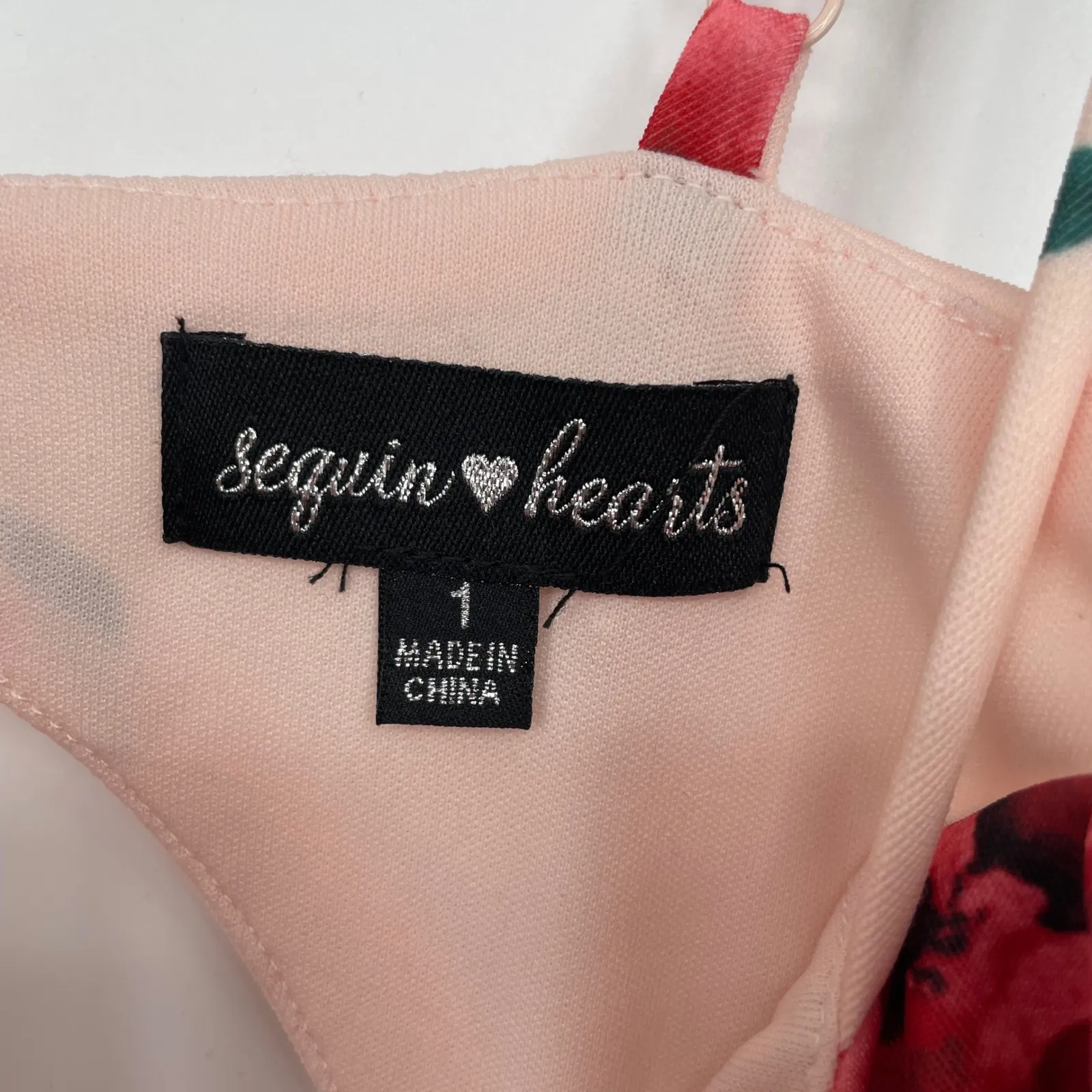 Sequin Hearts Floral Print Pink Square Neck Cutout Back Mini Dress Size 1 - Image 3