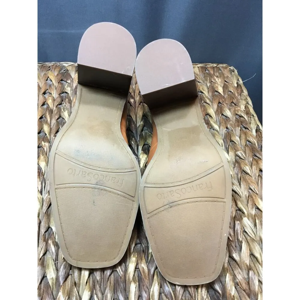 Franco Sarto Pump Heels Women's 7.5 M Tan Leather Slip-On High Heels Loafers - Image 9