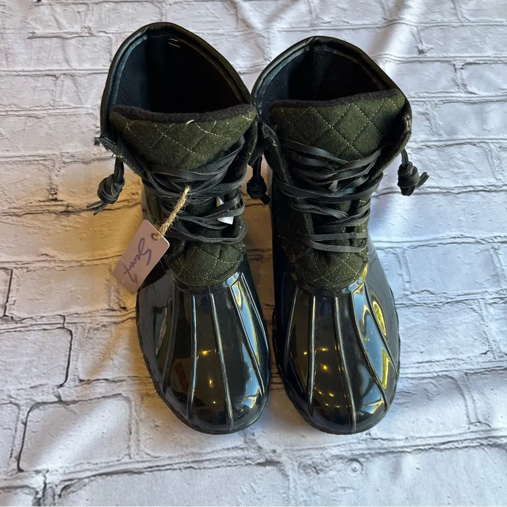 Seven 7 Wool Goose Boots Brand New Duck Boots Black Green Old Money Asthetic Sz6 - Image 5