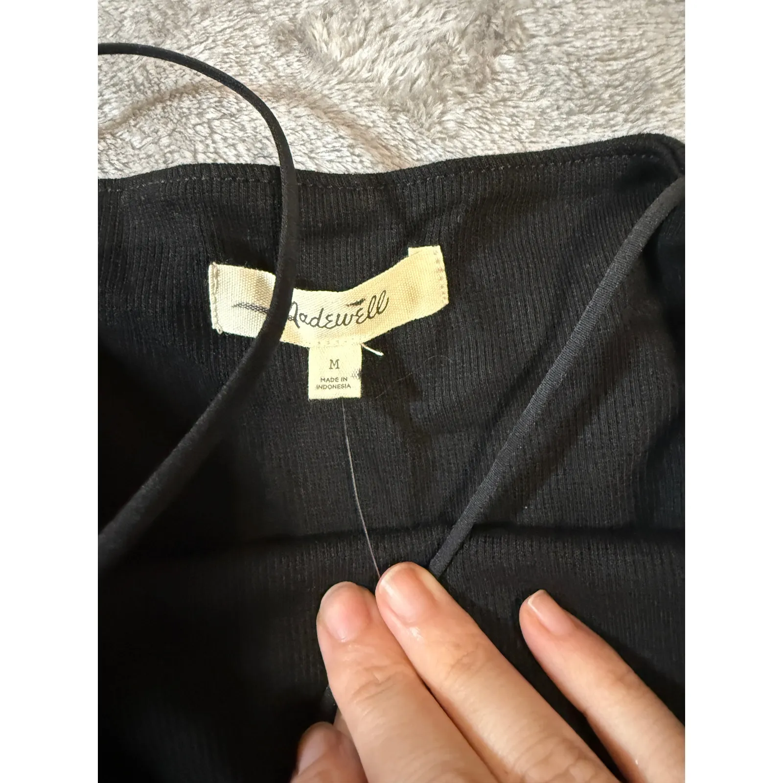 NWOT Madewell Jet Black Squareneck Tank Top SZ Medium Y2K‎ Stretch Causal Cotton - Image 4