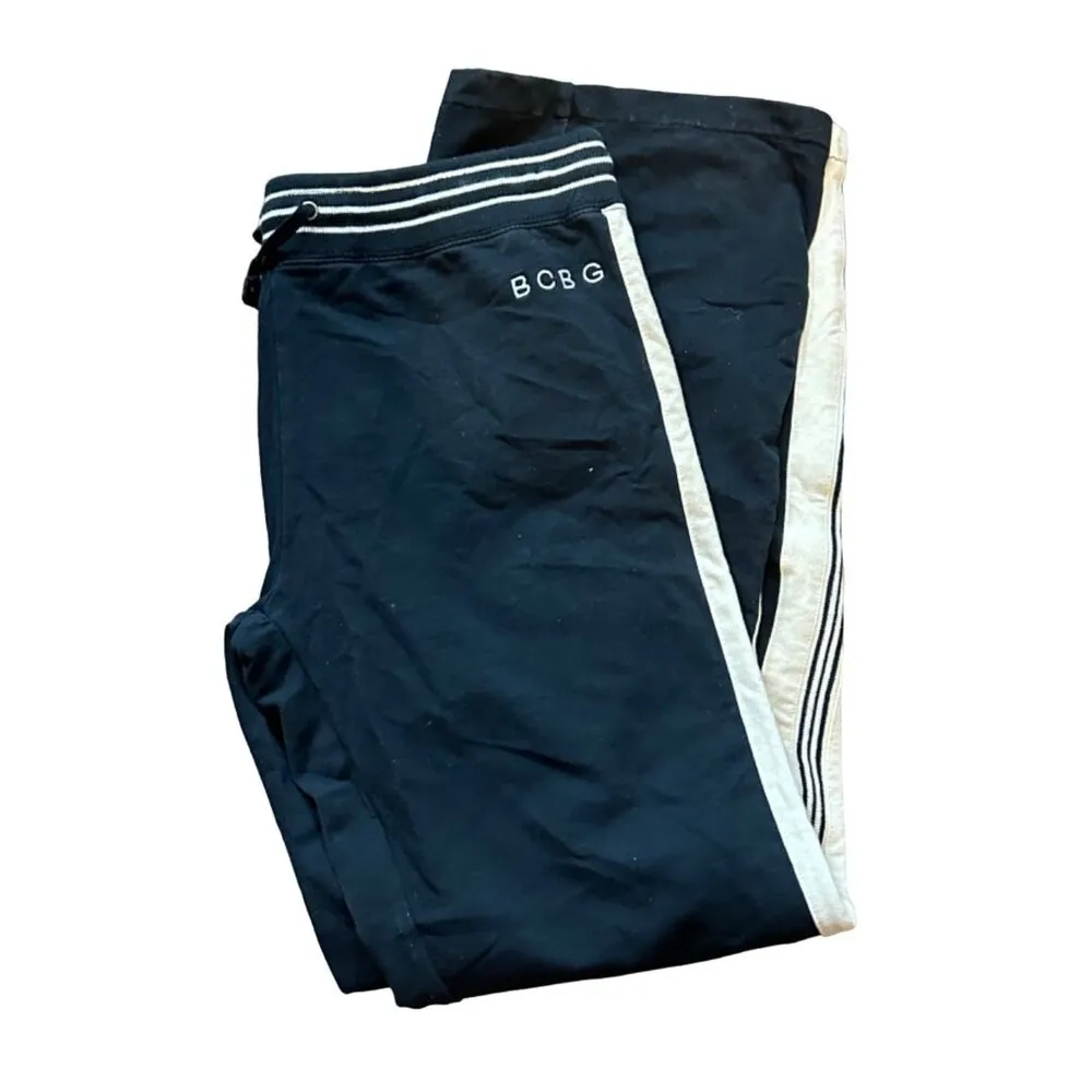 BCBG Size Lg Black Cream Striped Jogger Set Jacket & Pants Lounge Tracksuit - Image 6