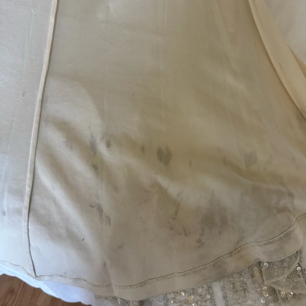 Silver and gold Sequined One Shoulder Draped Lace Up Gown NWT size 6 - Image 5