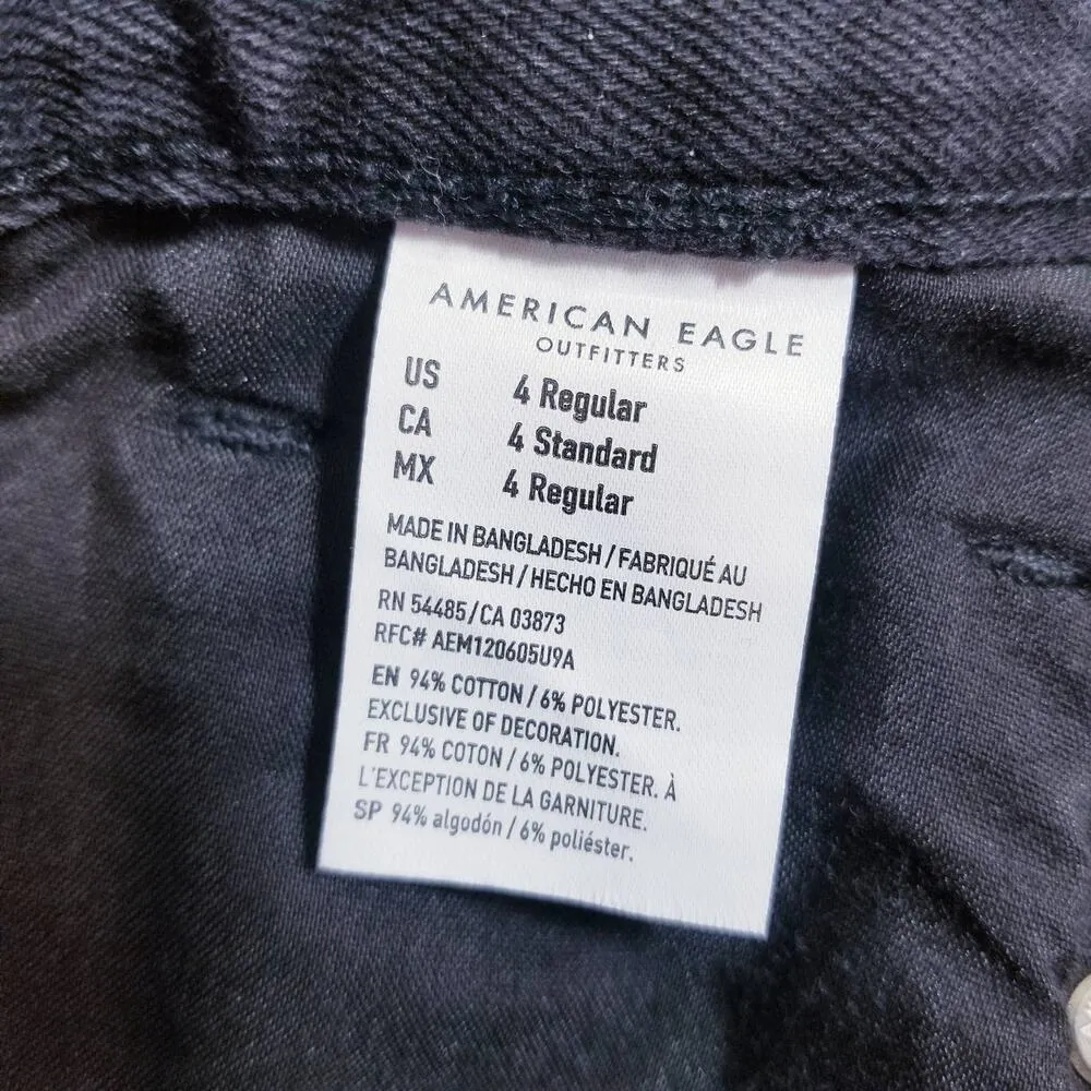 AEO American Eagle Mom Jean Distressed Ripped Black Denim - Image 11