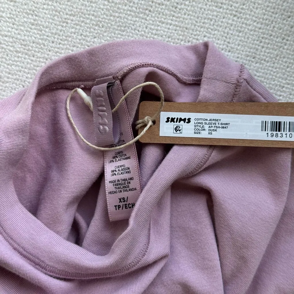 Skims Cotton Jersey Long Sleeve T-Shirt in Dusk, size XS - Image 4