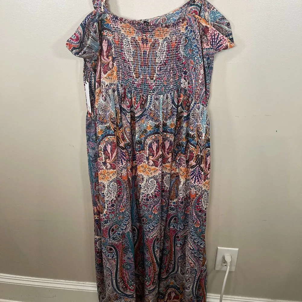 NWT Dex Thalia Tiered Maxi Dress in Brown and Red Size 1X - Image 9