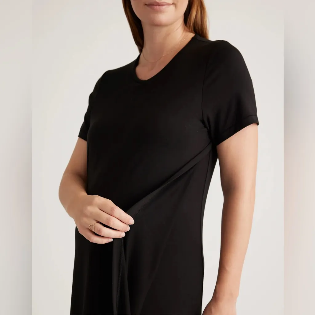 NWOT Quince Elegant Black Women's Maternity T Shirt Dress Sz XS - Image 4