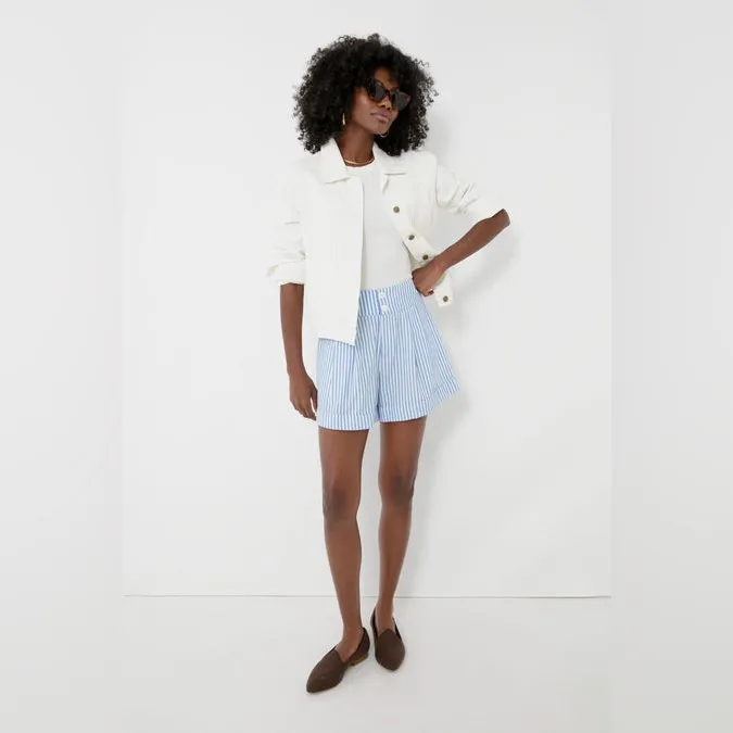 New! Pomander Place Blue Stripe Laguna Seersucker Shorts Size Medium - Image 2