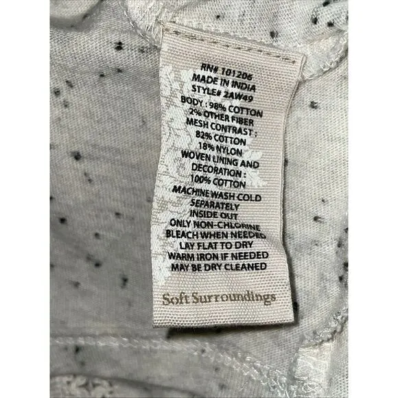 Soft Surroundings Tunic Cotton Scoop Neck‎ Dolman/Long Sleeve Embellishments M - Image 7