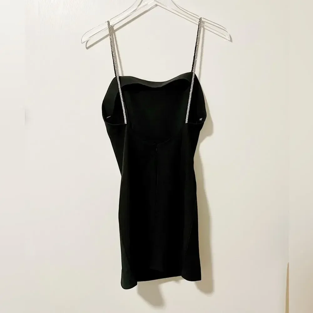 NBD Hollywood & Vine Mini Dress size XS Black Rhinestone‎ Straps - Image 3
