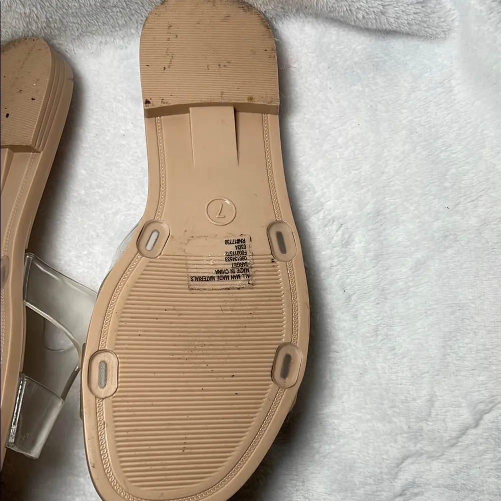 Shade & Shore Women's Tan Clear Sandals - Image 2