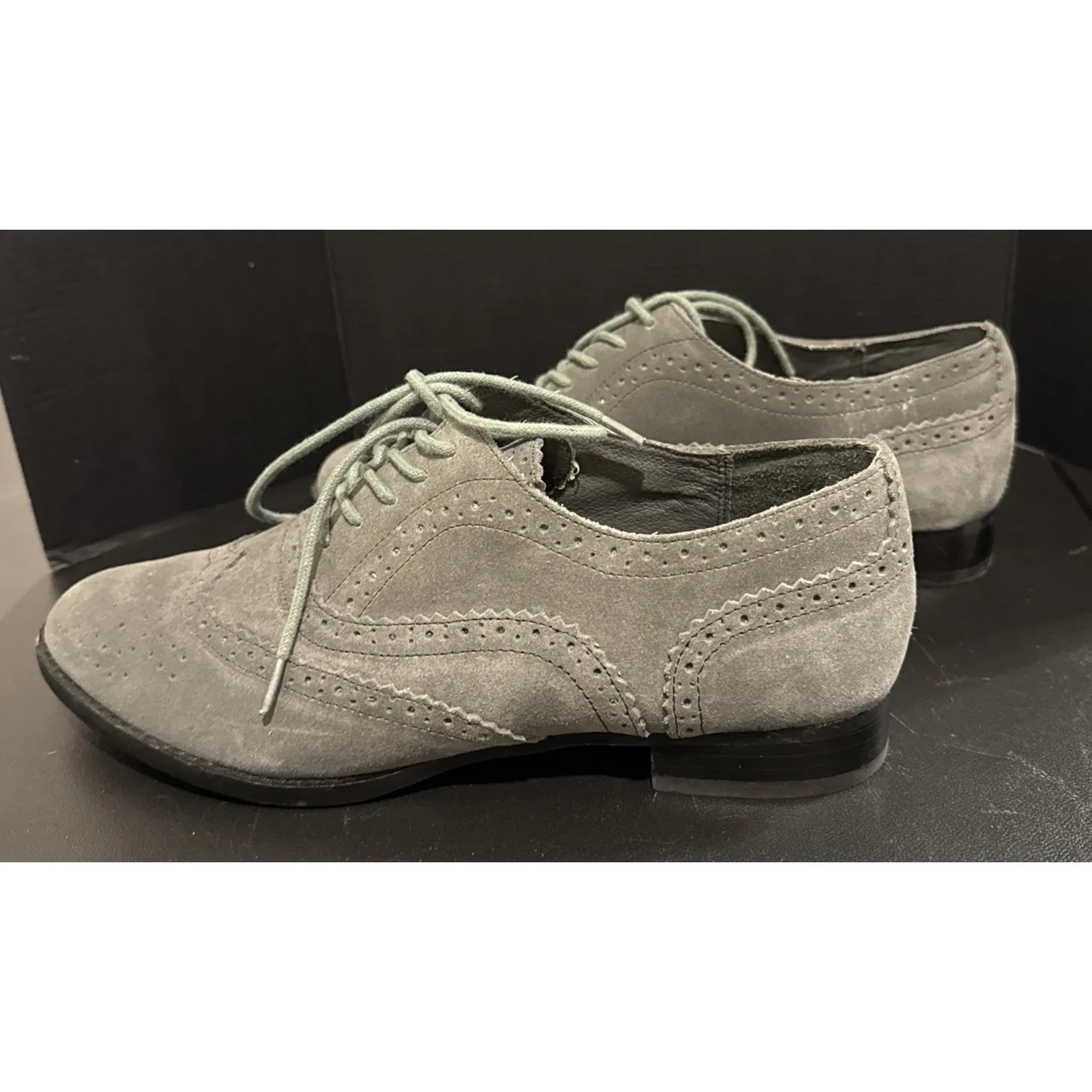 J Jill Womens 9 M Grey Oxford Wingtip Suede Lace Up Shoes Preppy Career Event Gray - Image 6