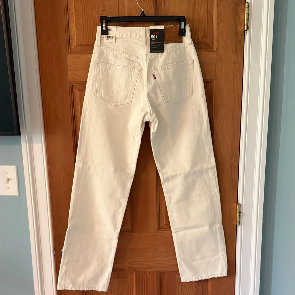 Levi's 501 '90's Size 24x30 Women's Off White Cream Jeans NEW Straight Leg NWT - Image 5