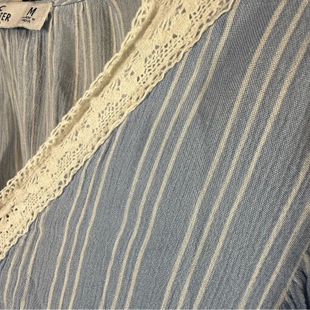 Cottagecore Striped Peasant Top Puff Sleeve Babydoll Fit Hollister Flowy Preppy - Image 5