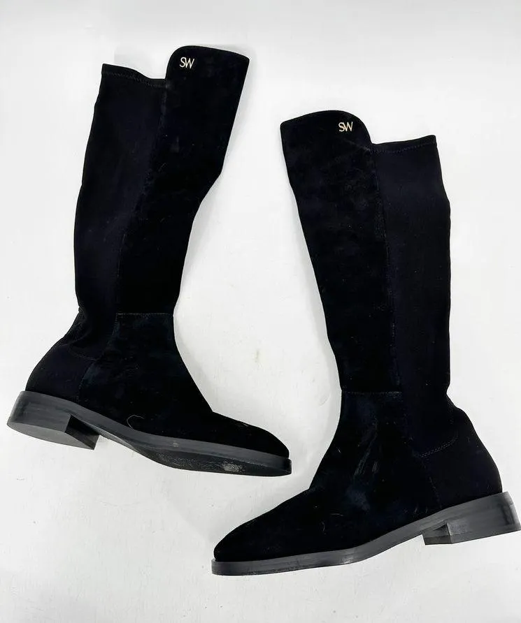 Stuart Weitzman Keelan Black Suede Leather Knee-High Boots Size 5.5 - Image 2