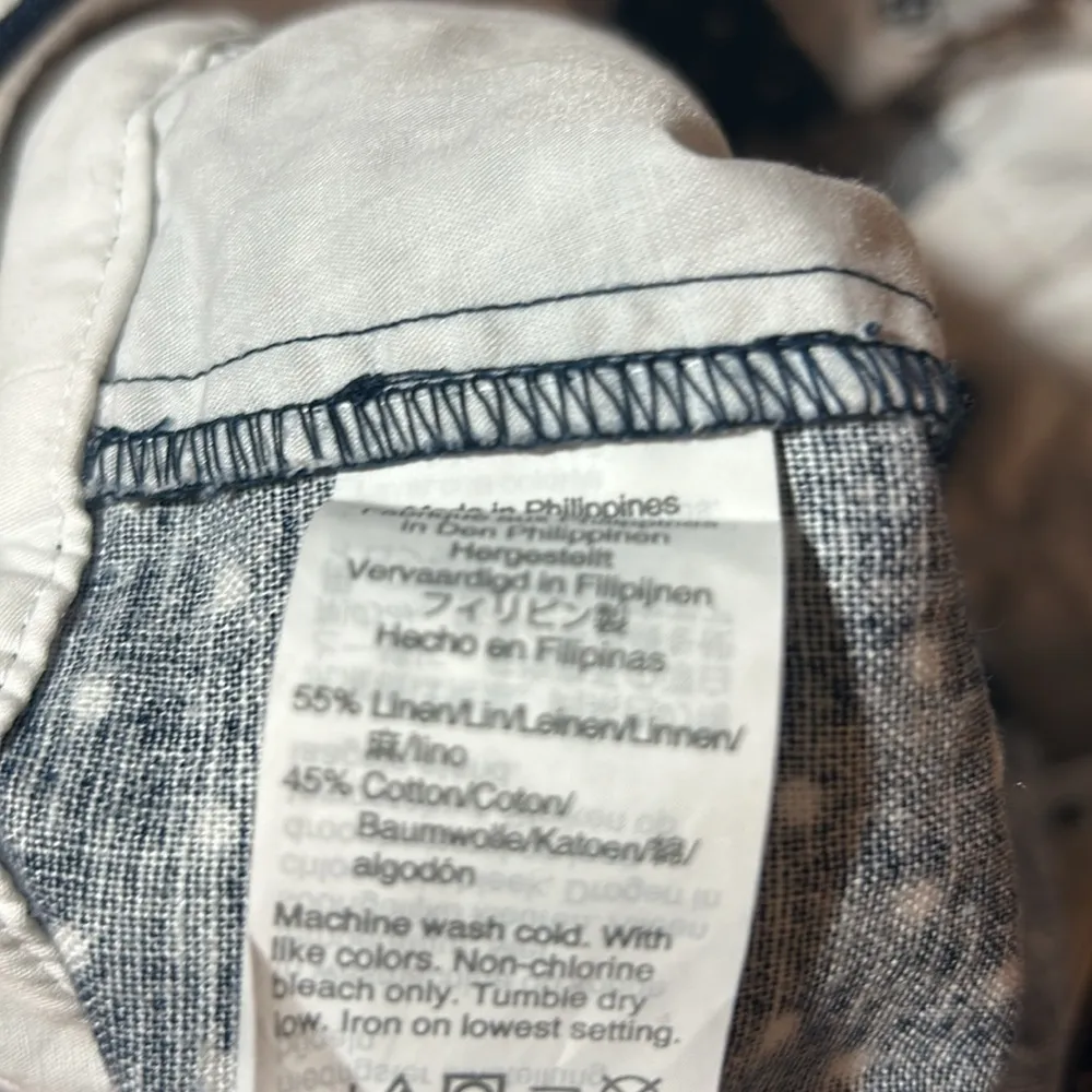 J.Crew Women’s Linen Blend Navy/White polkadot Shorts W/Scallop hemSize 12-EUC - Image 5