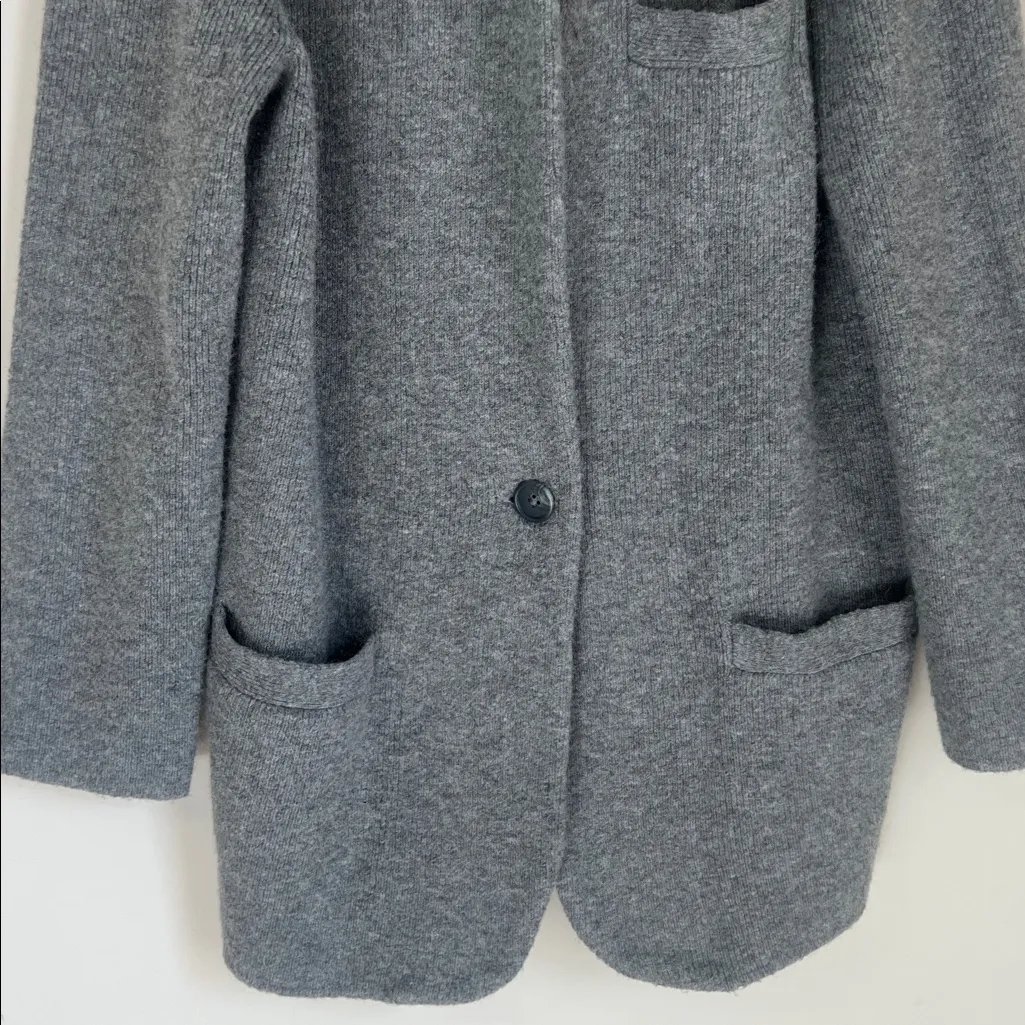J. Crew Women's cardigan sweater-blazer gray merino wool Size Large - Image 4