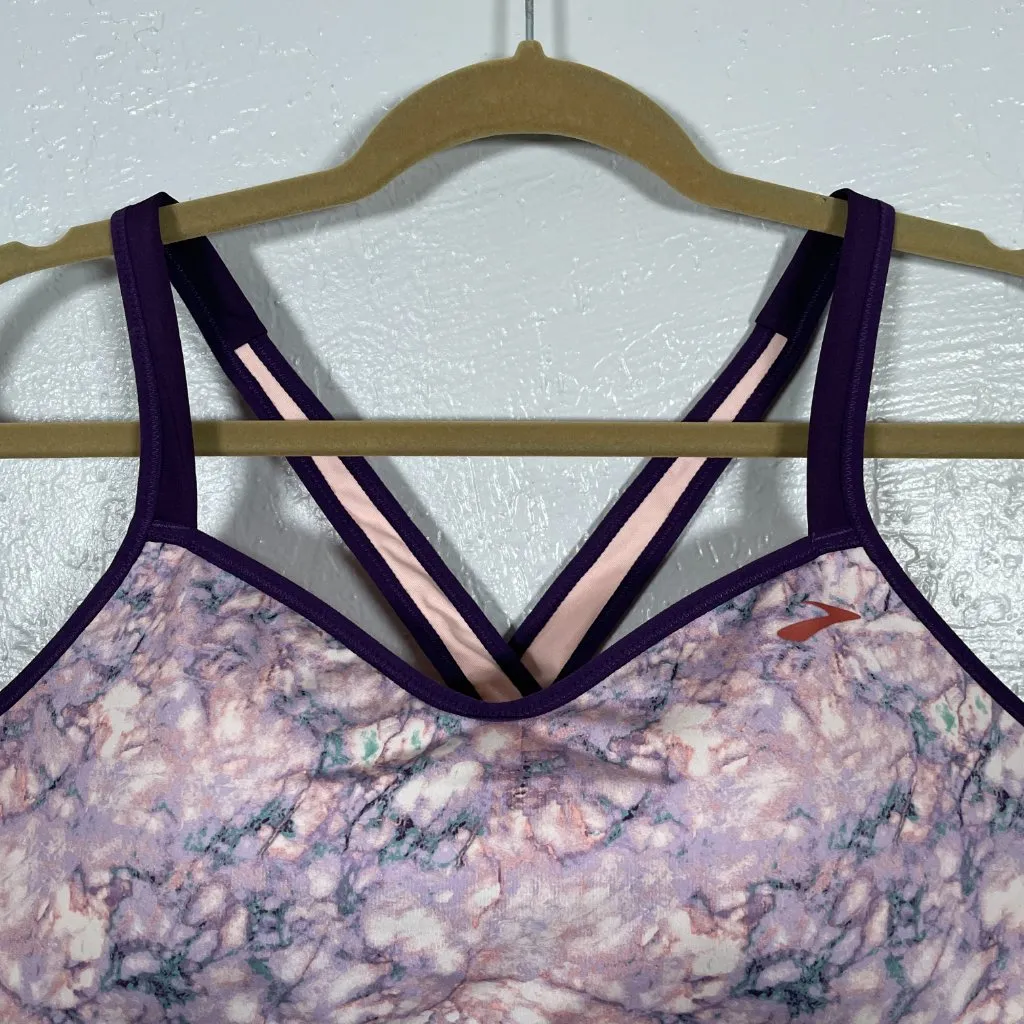 Brooks Women Plus Size XXL Purple Marbled Uprise Crossback Sports Bra Padded Run - Image 3
