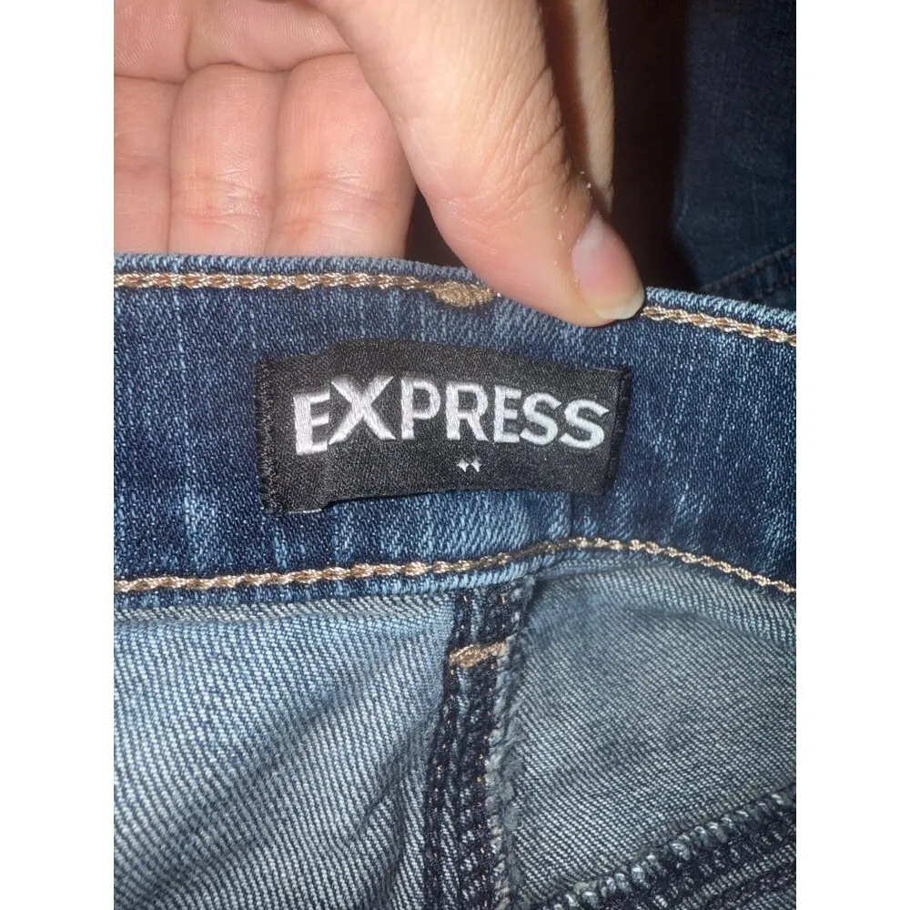 Express Womens Denim Skirt Size 10 With Distressed Look & Frayed Hem - Image 5