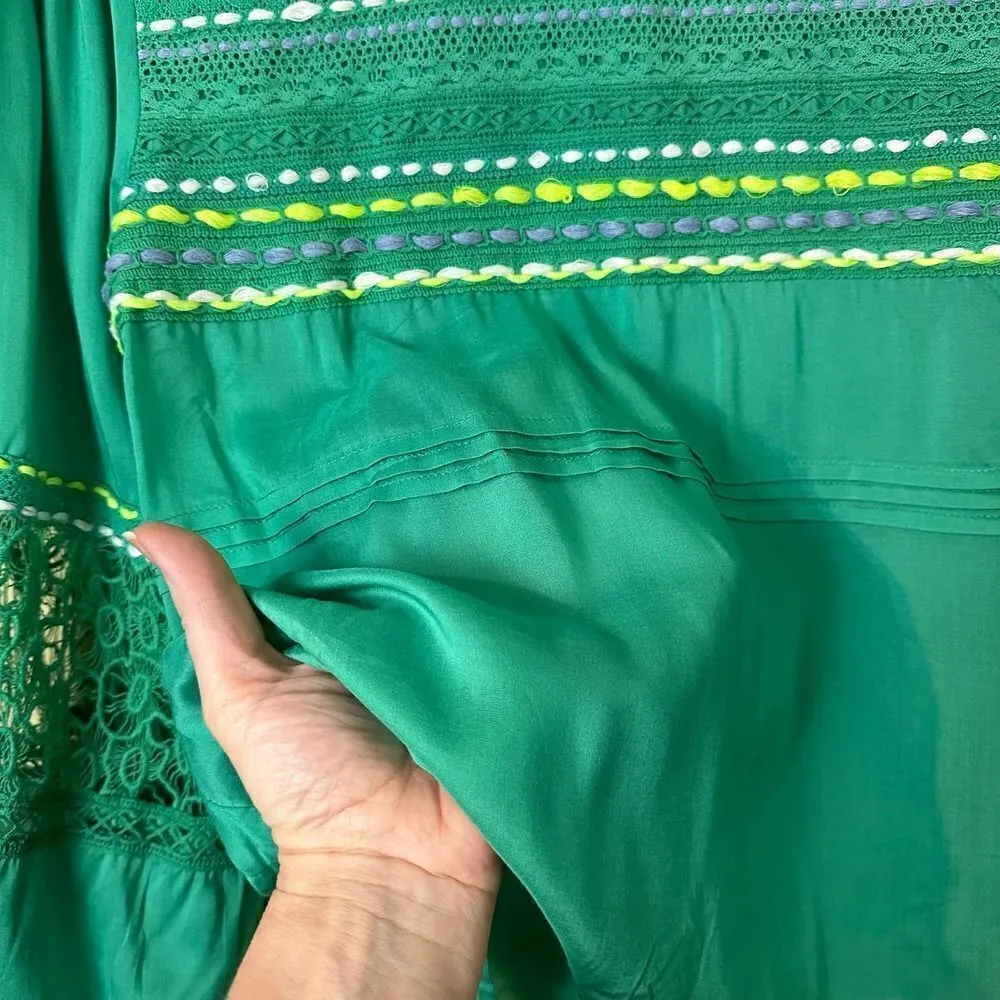 Anthropologie Blink London Sunshine Peasant Top Blouse Size Medium Green - Image 11