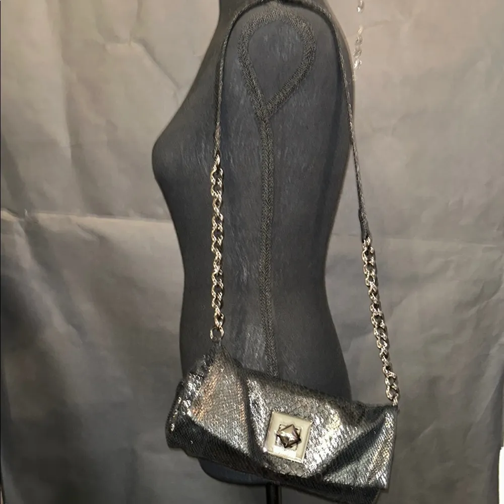 Kenneth Cole Reaction Black Faux Reptile Shoulder Bag - Image 3