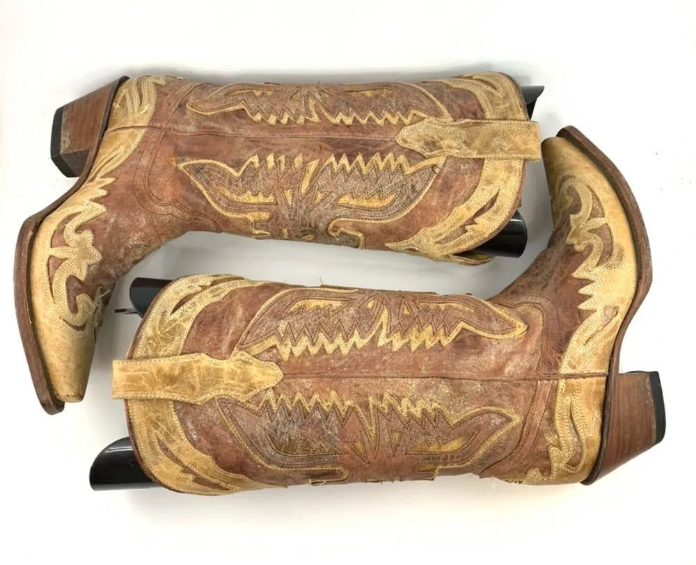 Corral Distressed patchwork leather cowgirl boots - Image 4