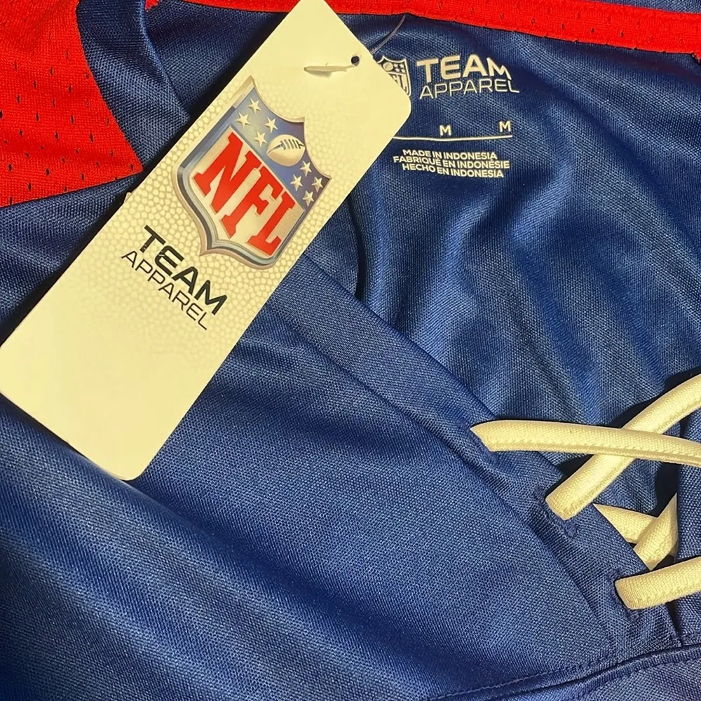 NFL New York Giants Women Short Sleeve Lace Up V-Neck Fashion Jersey top medium - Image 3