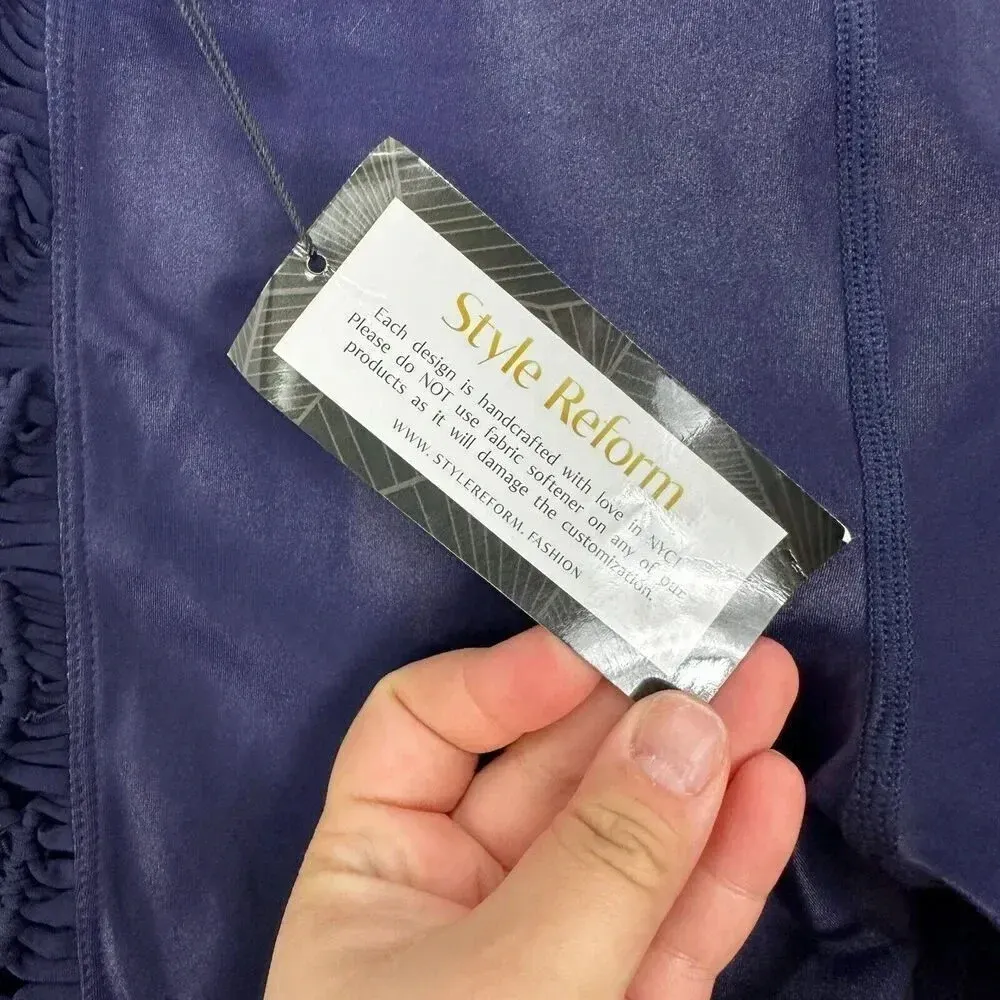 style reform leggings womens medium‎ blue irradescent crochet ruched cropped nwt - Image 10