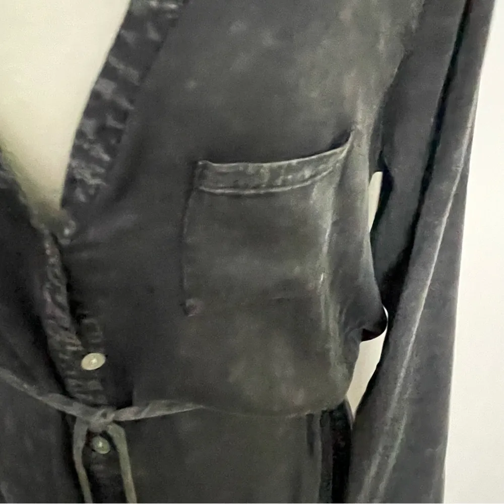 Chaser Shirtdress Tunic Heirloom Henley Belted Roll Tab Sleeves Distressed Grey - Image 5