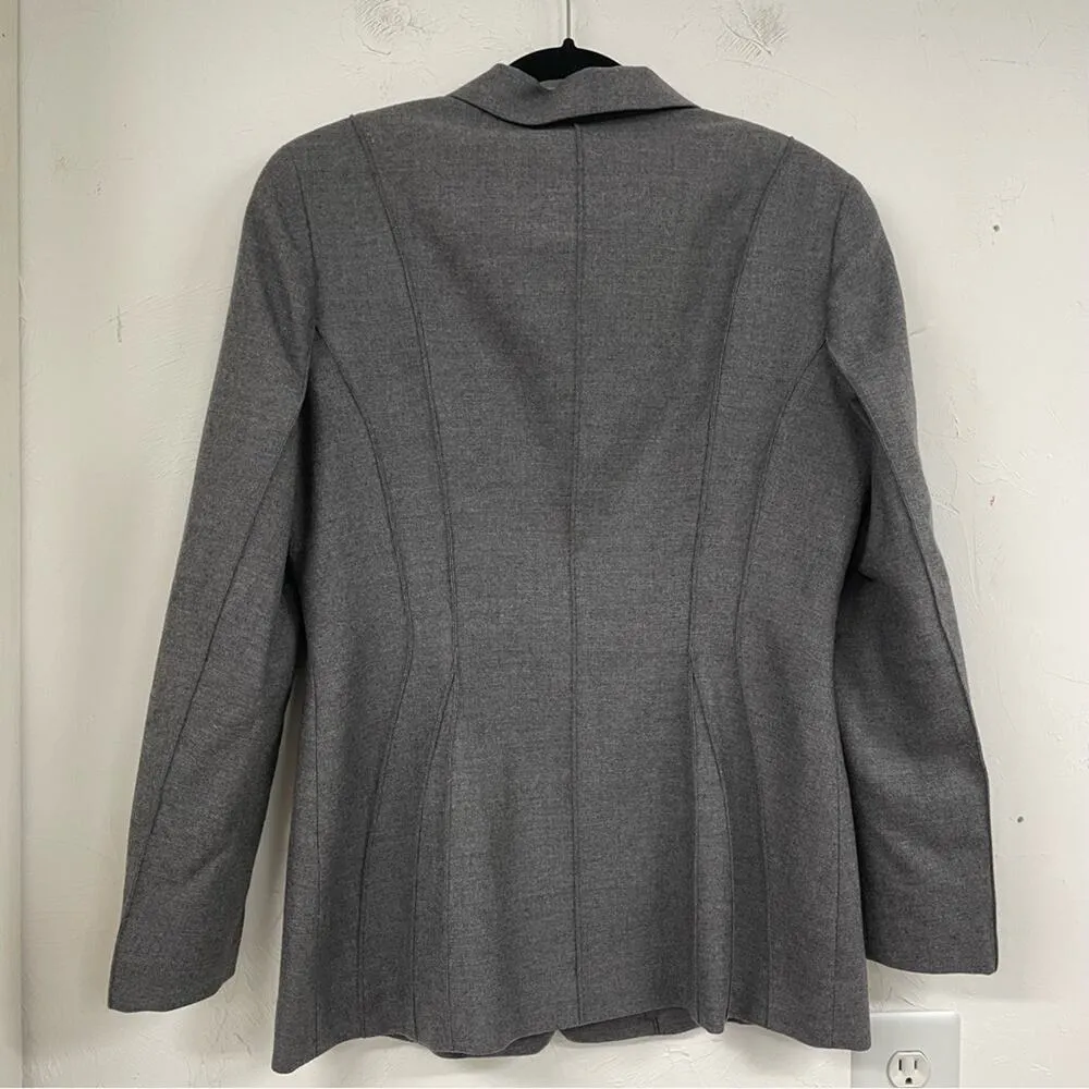 Emanuel Ungaro Grey Wool Fitted Button Down Blazer Women’s 6 Preppy Office Work Gray - Image 7