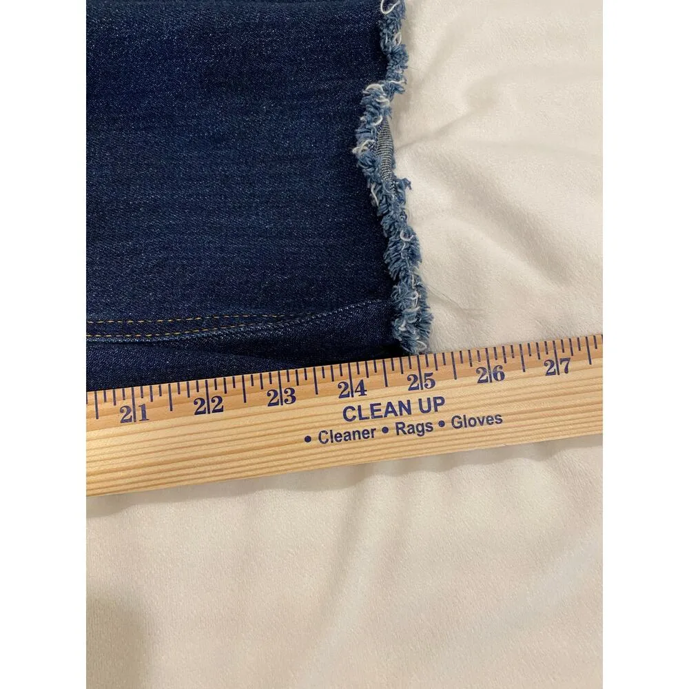OAT Cotton Frayed Hem Cropped Straight Leg Jeans Denim Blue Women's Size 8/29 - Image 12