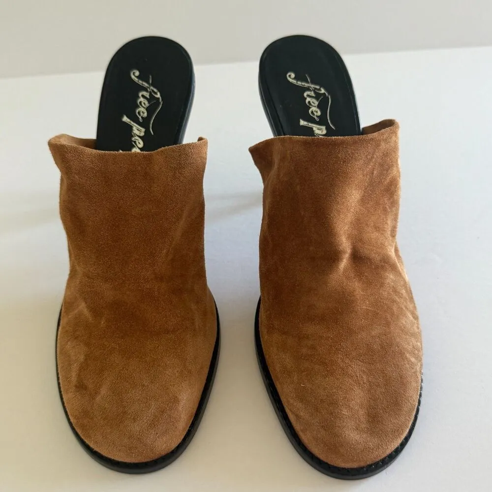 NWOB Free People Leila Suede Leather Slip On Cognac Brown Mules Sz 40 (9.5) - Image 5