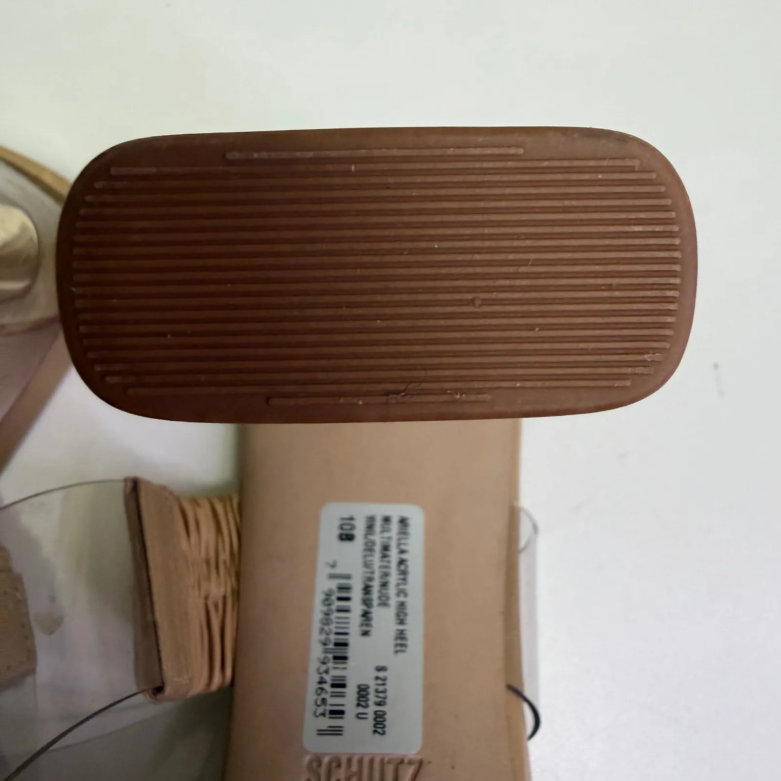 SCHUTZ Ariella Women Clear Strap Block Heel Sandals Tan Leather Square Toe Shoes - Image 11