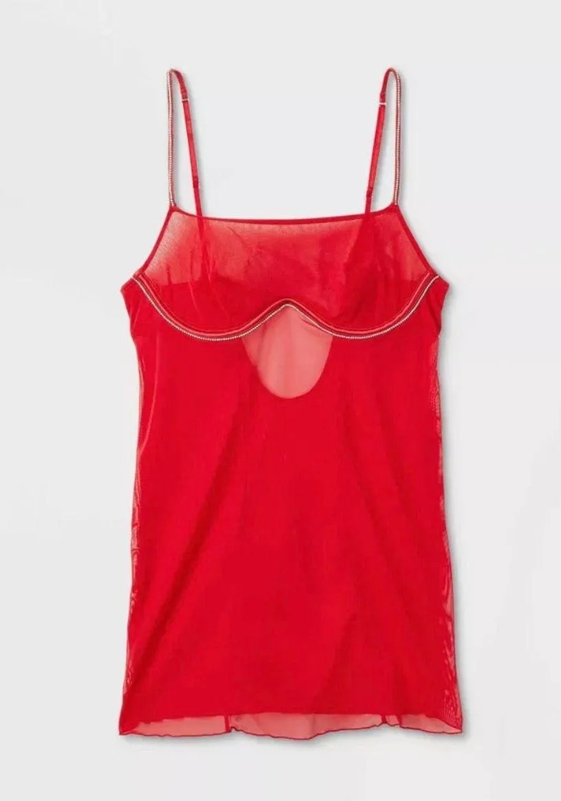 Women's Rhinestone Lingerie Dress - Auden Red - Image 8