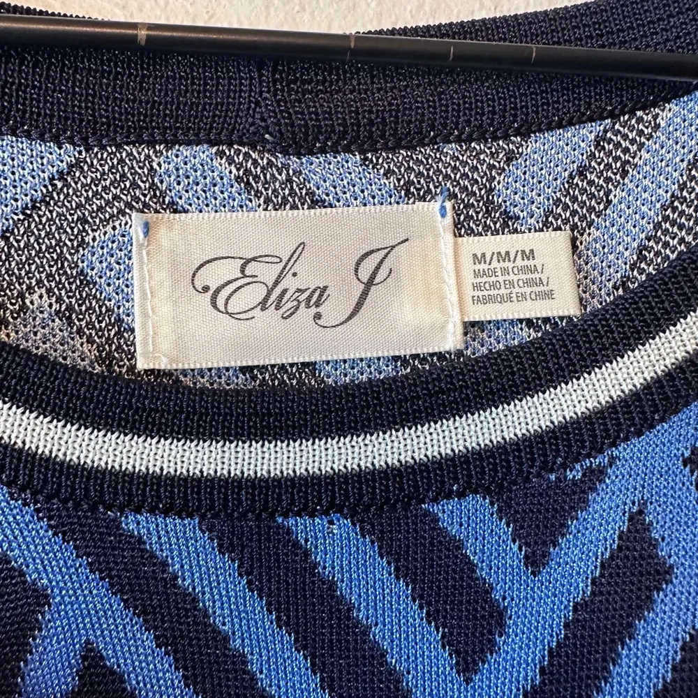 Eliza J Blue Geometric Print Sleeveless Tank Top Women's Size M - Image 5