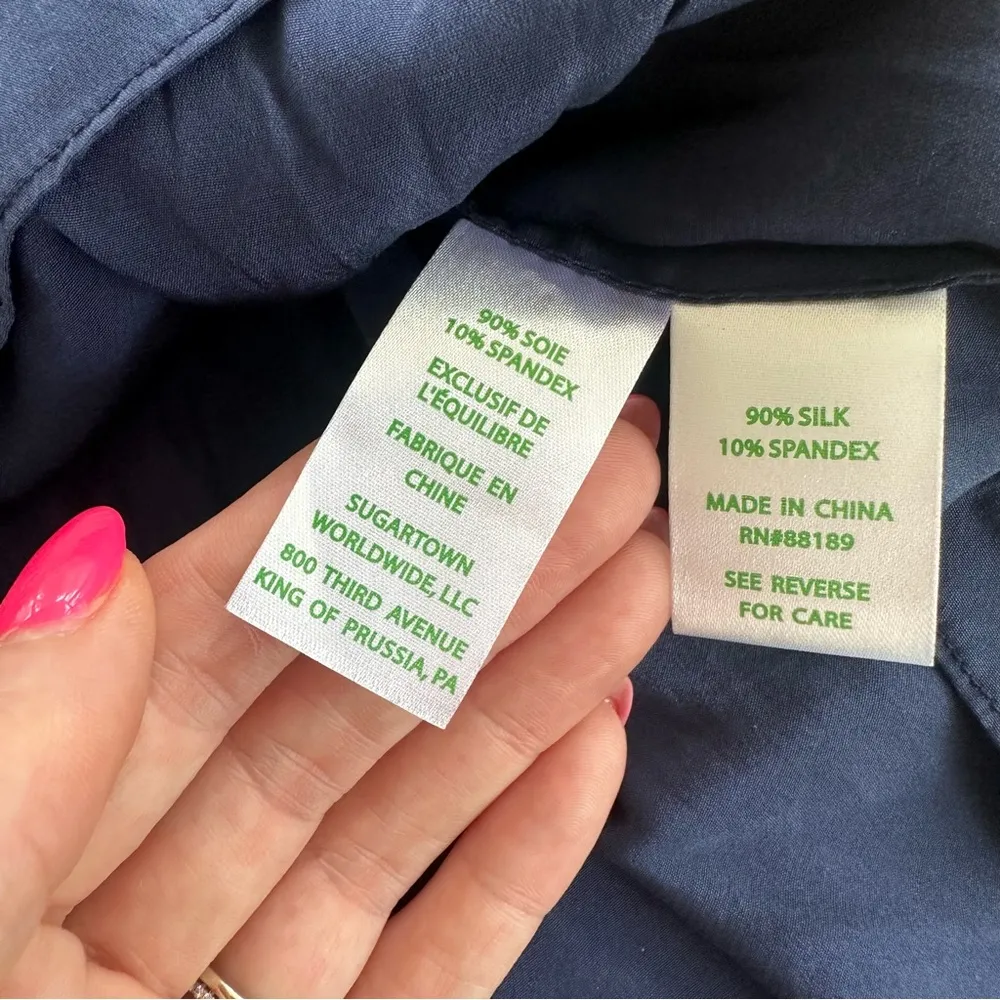 Lilly Pulitzer Delphine True Navy Stretch Silk Tunic Dress - Image 2