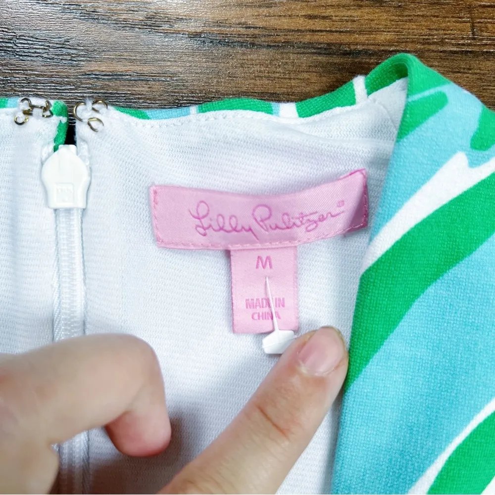 Lilly Pulitzer • Charlena Dress printed ponte shift green blue Finders Keepers - Image 6