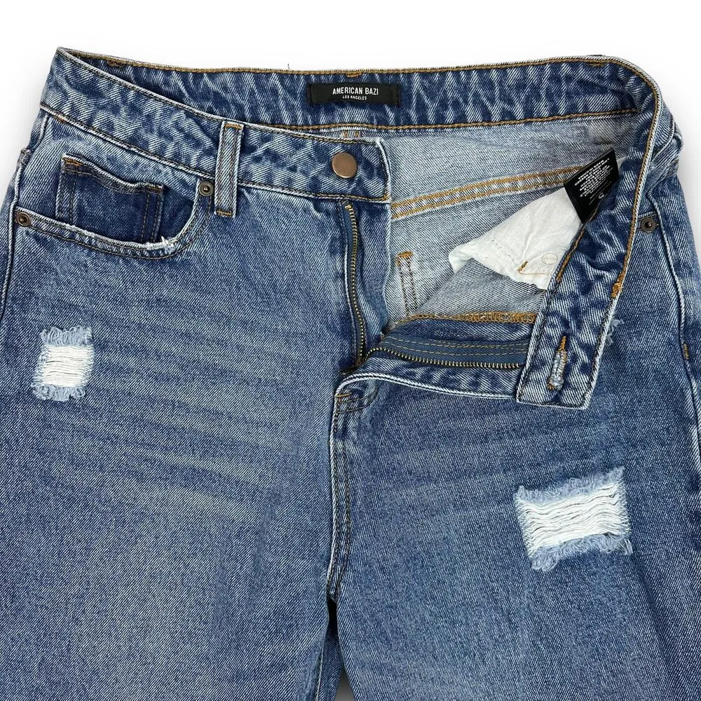 American Bazi Womens High Rise Waist Straight Wide Leg Jeans Distressed Size 5 - Image 3
