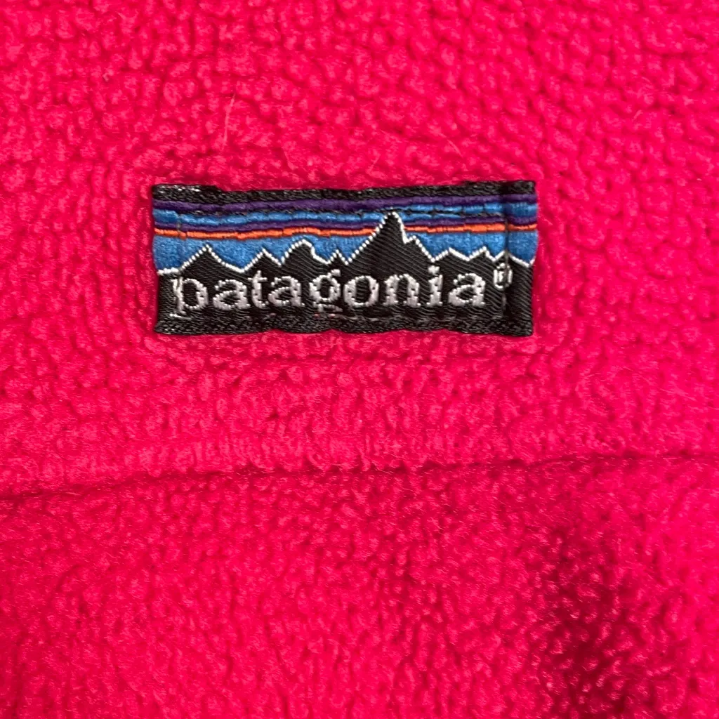 Vintage Patagonia Full Zip Fleece Jacket Made In USA  Red Fleece Blue trim med - Image 2