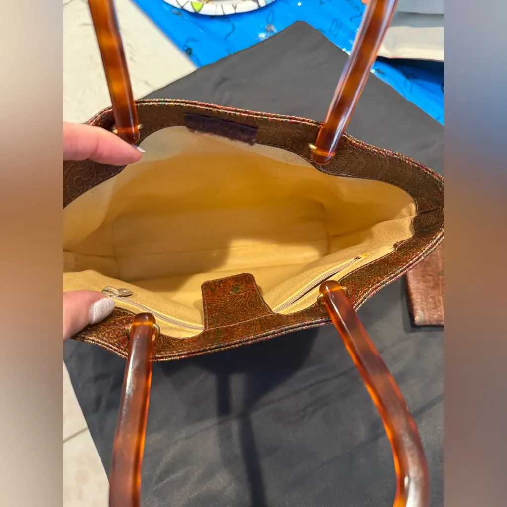 ETRO Paisley Pattern E Logo Plastic Handle PVC Pouch
Handbag (2PIECE) Brown - Image 6