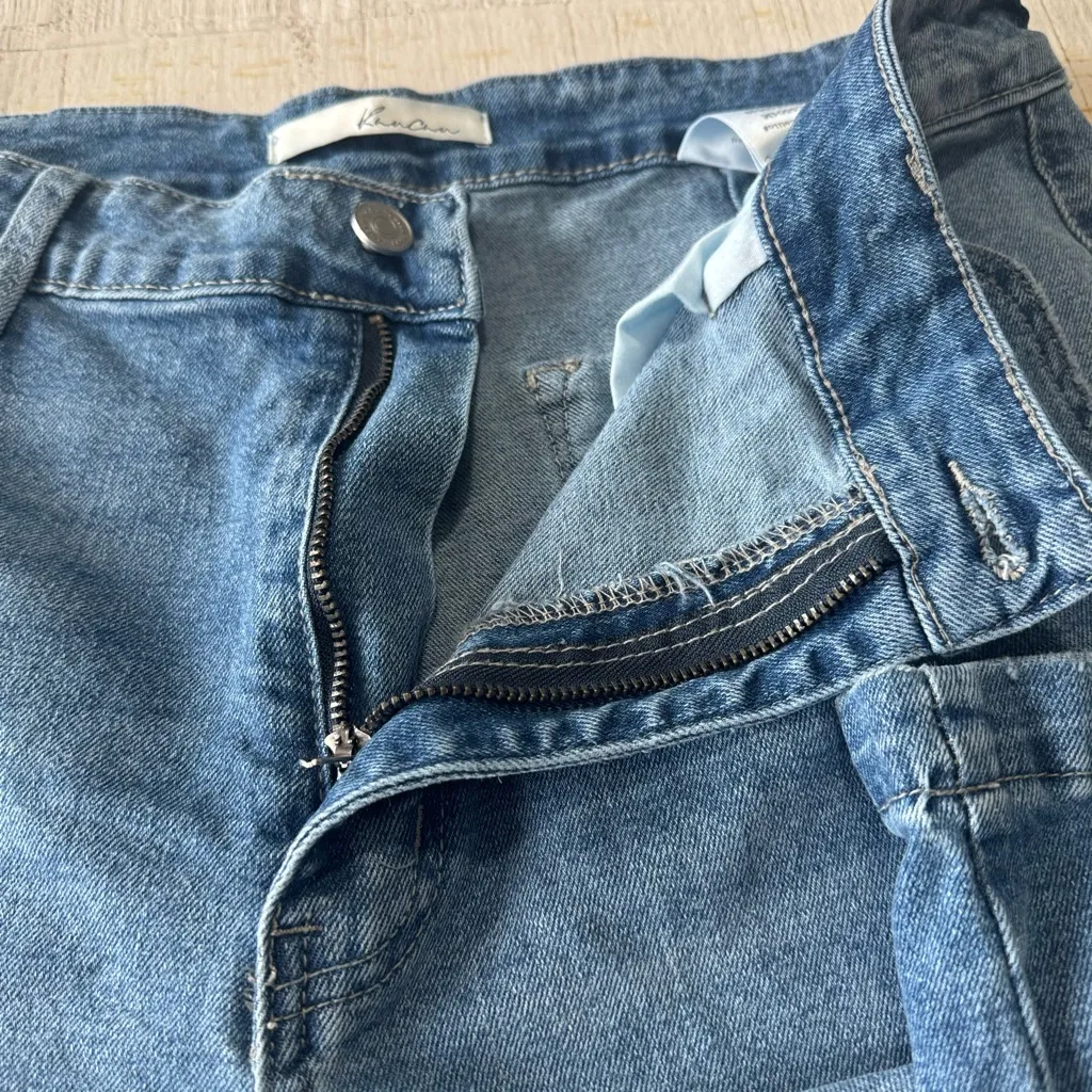 KanCan Aspen High Rise‎ Wide Flare Jeans size 13 Waist 30 Cargo Pockets Stretch Blue - Image 9