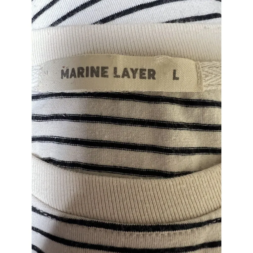 Marine Layer Supima Cotton T-Shirt Dress Black/Cream Stripes Women’s Size Large - Image 7