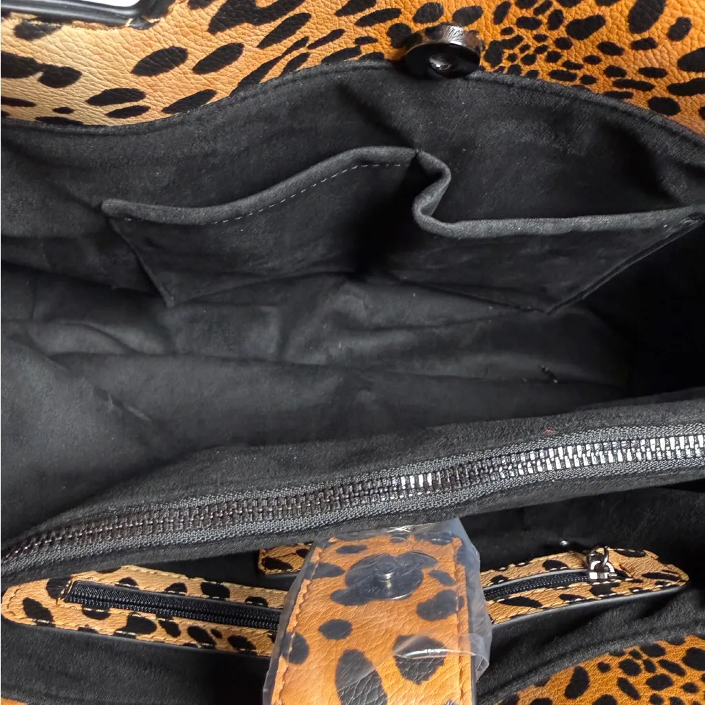 Betsey Johnson Leopard Print Satchel with Black Details - Image 9