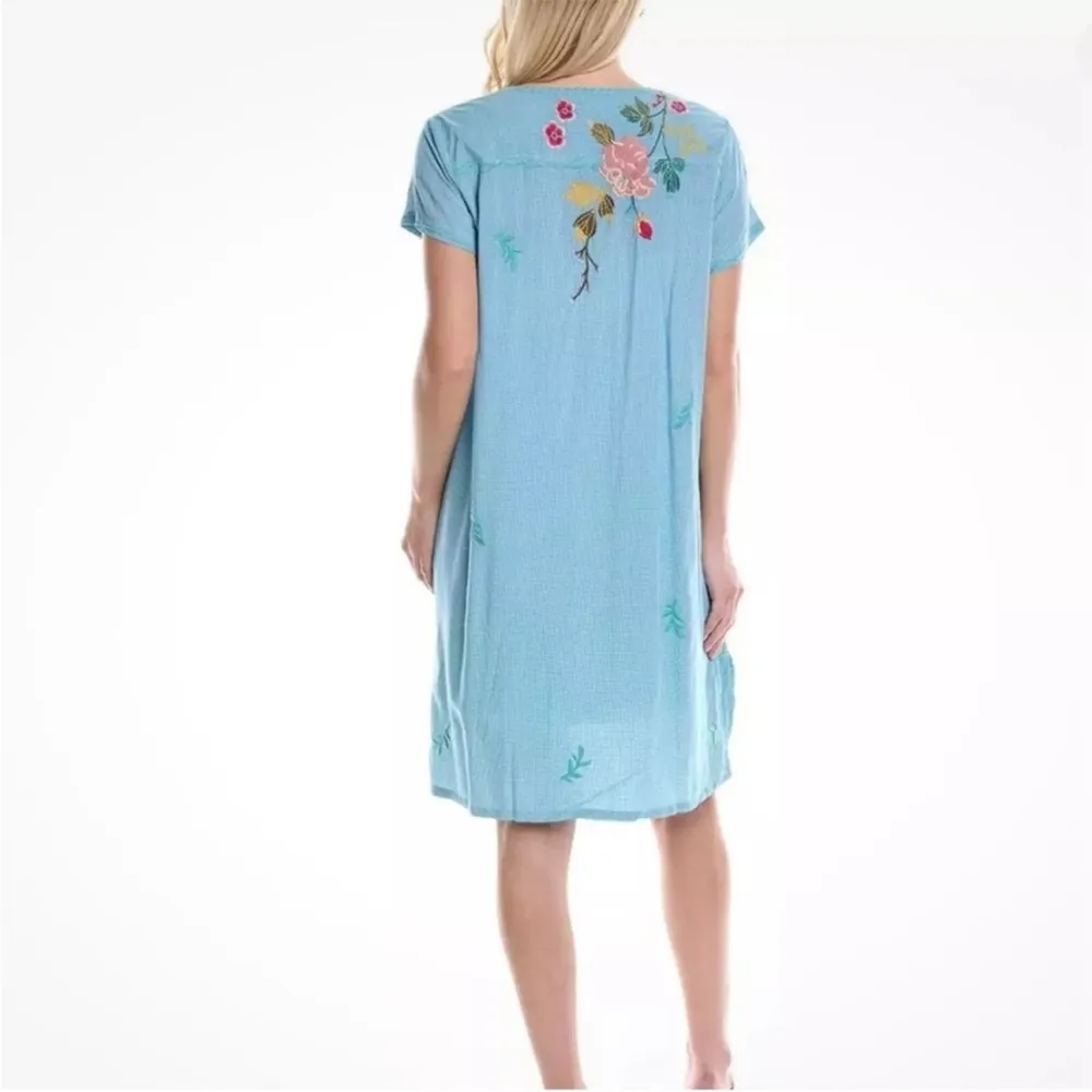 Johnny Was Adele Drape Tunic Dress preppy floral plaid boho resort cruise New S - Image 2