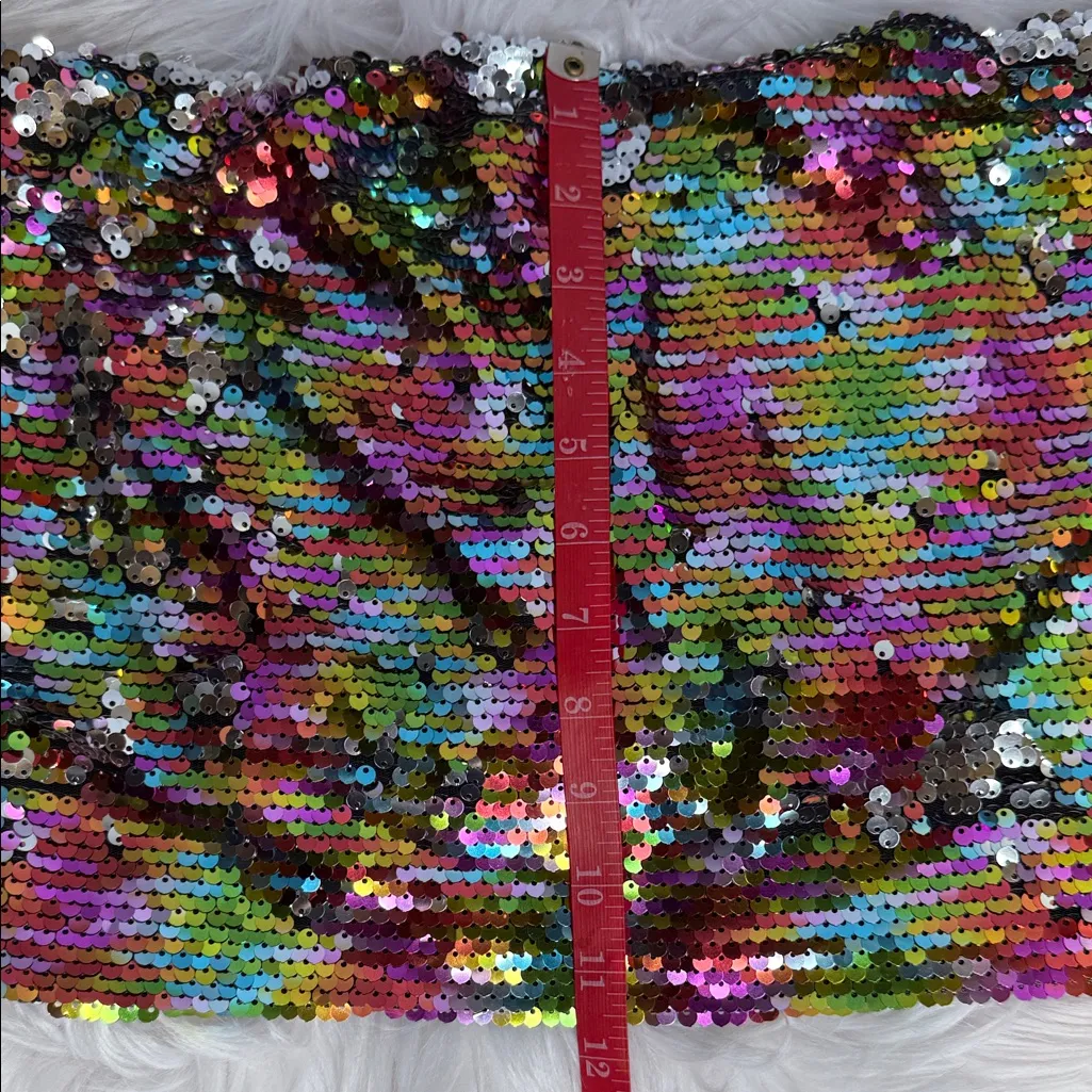 Wild Fable Multicolor Sequin Top Size L Festival Clubwear Sparkly Strapless - Image 8