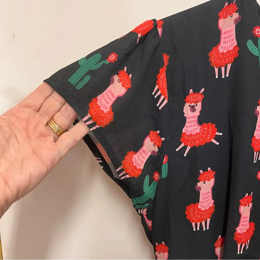 Paper Plane London llama print dress with attached belt size small/medium Multiple - Image 6